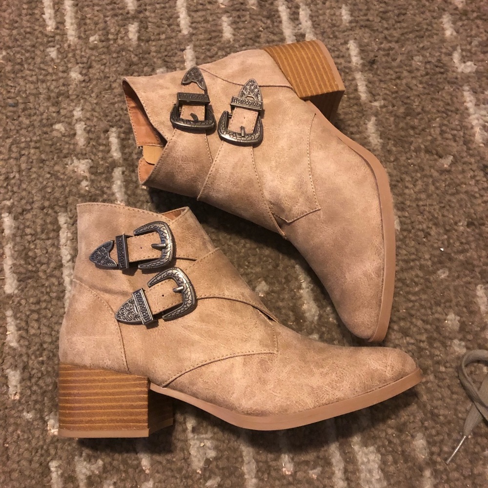 Brand New Heeled Buckle Boots